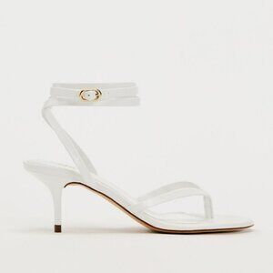 ZARA HEELED LEATHER TIE SANDALS